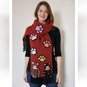 Handmade Crochet Cat Pattern Scarf